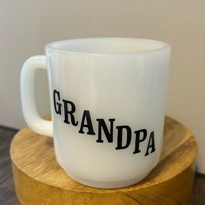 Vintage Glasbake Milk Glass Grandpa Mug